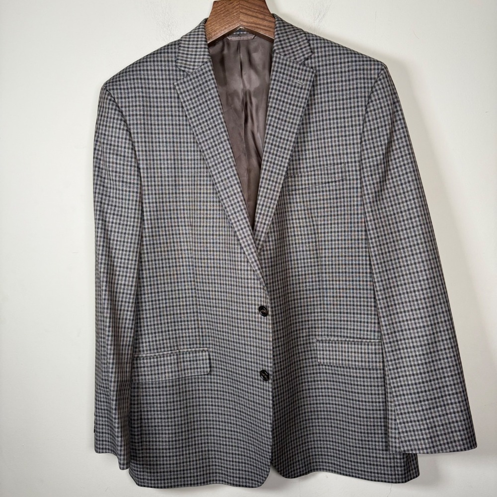 Lauren Ralph Lauren Brown Checkered Polyester Blend Sport Jacket/Blazer 46L